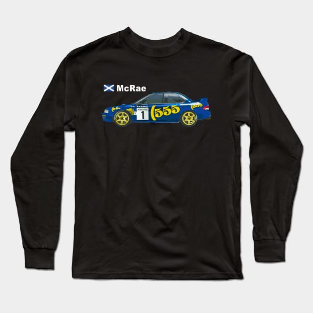 JDM impreza sti wrc 555 colin McRae GC8 Rally Car version 3 iii type ra blue Long Sleeve T-Shirt by cowtown_cowboy